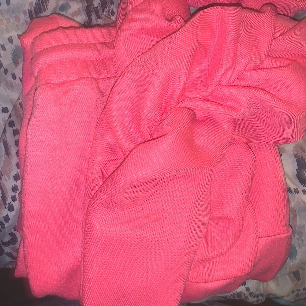 Pink stacked joggers from shein .